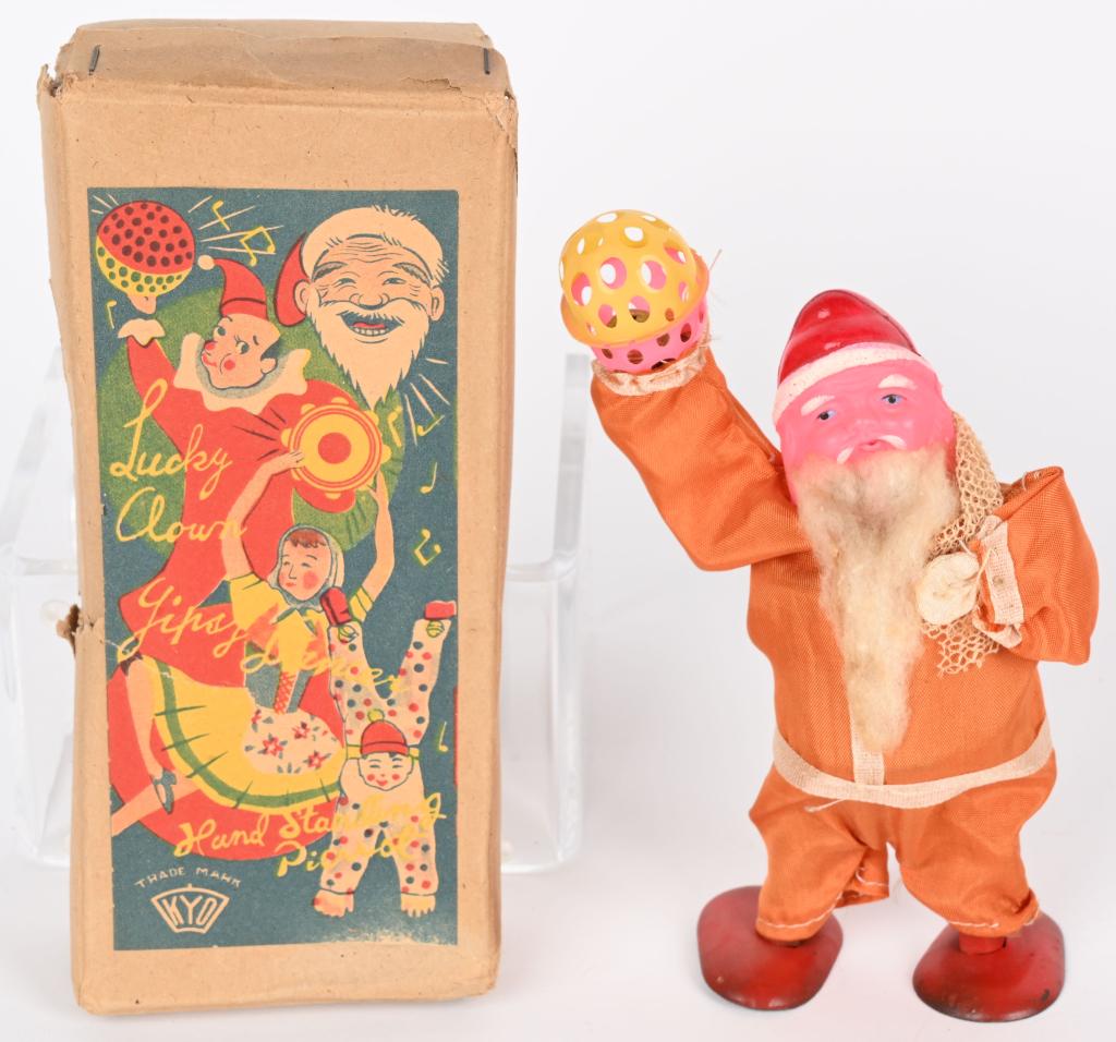 JAPAN CELLULOID WINDUP SANTA CLAUS w/ BOX (1 of 5)