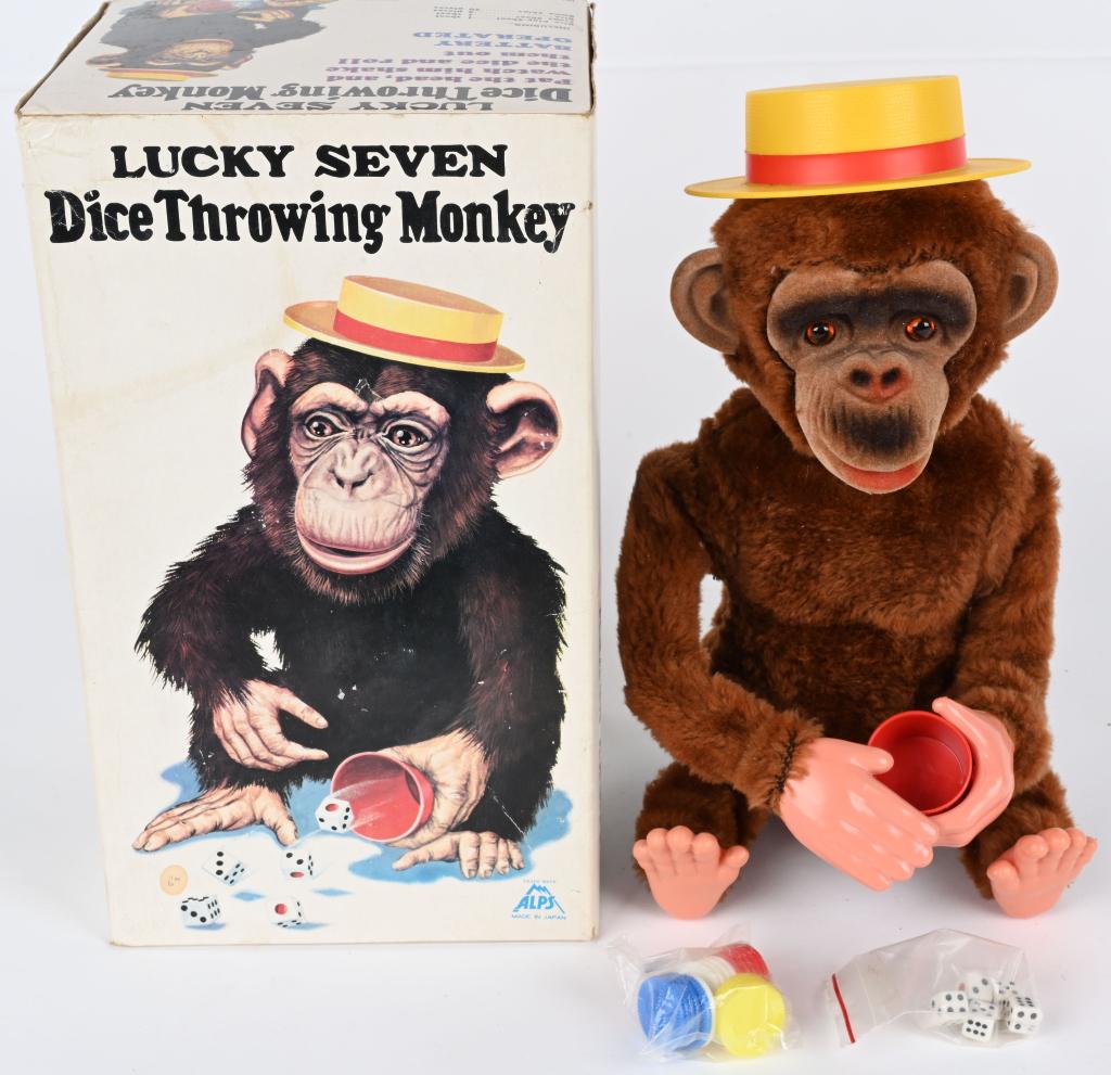 JAPAN BATTERY OP LUCKY SEVEN MONKEY w/ BOX (1 of 7)