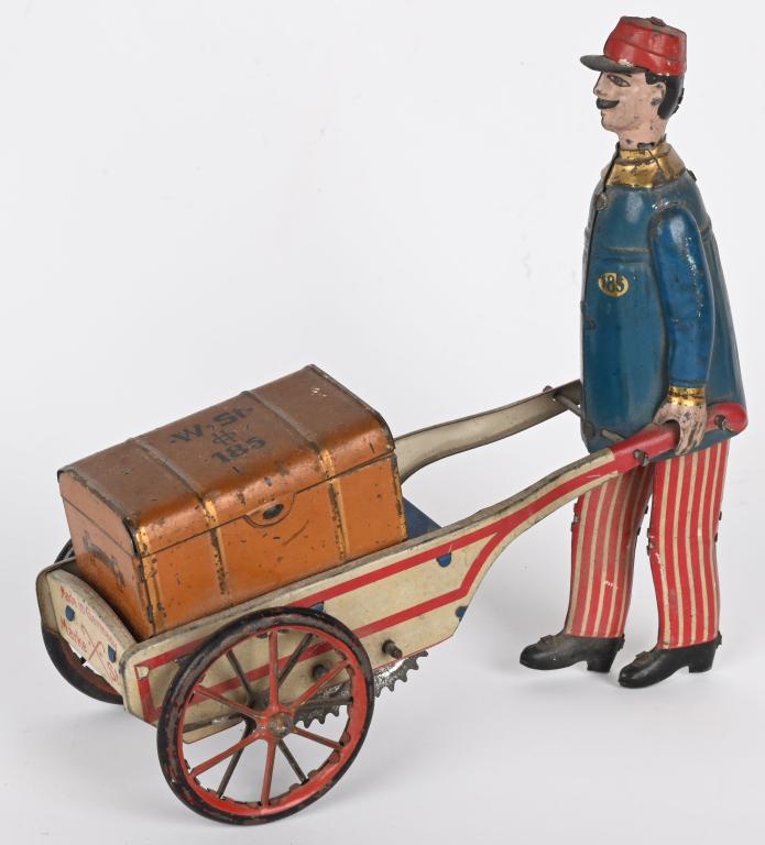 STOCK TIN WINDUP PORTER WITH LUGGAGE (1 of 5)