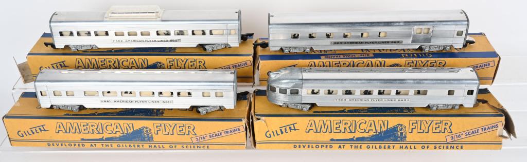 4- AMERICAN FLYER ALUMINUM PASSENGER CARS w/BOXES (1 of 6)
