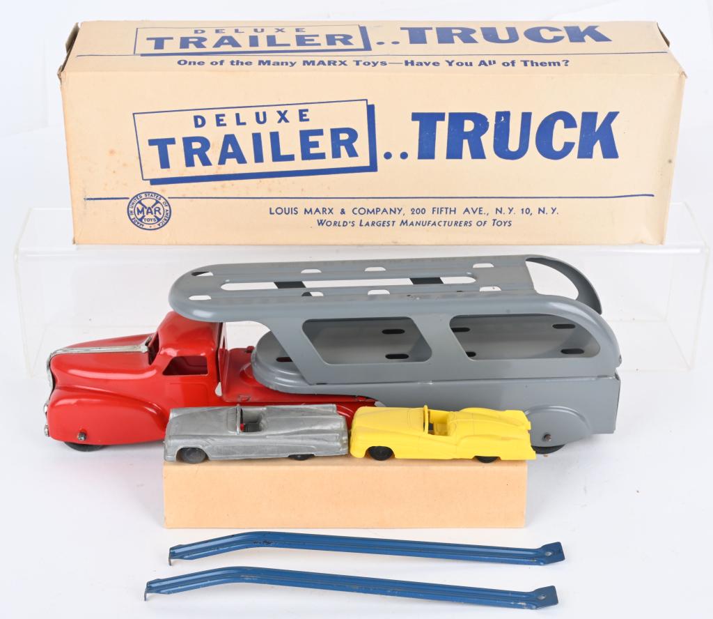 MARX PRESSED STEEL AUTO TRANSPORT TRUCK w/ BOX (1 of 9)