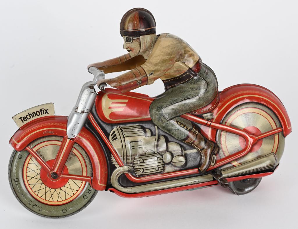 US ZONE GERMANY TECHNOFIX TIN WINDUP MOTORCYCLE (1 of 4)