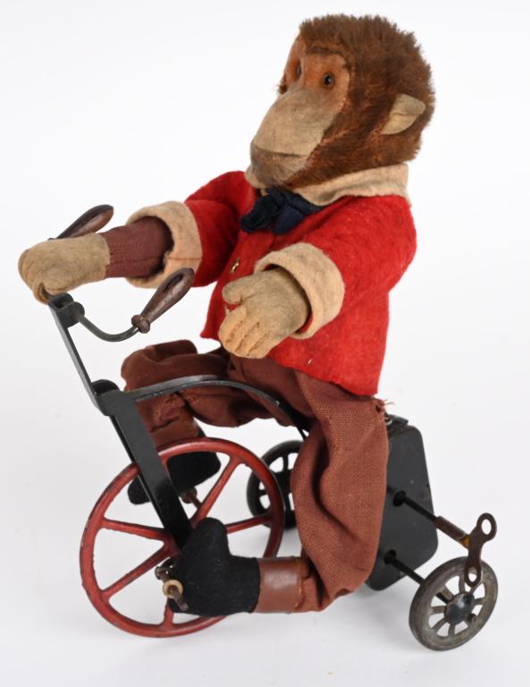 BING WINDUP MOHAIR MONKEY ON TRIKE (1 of 4)