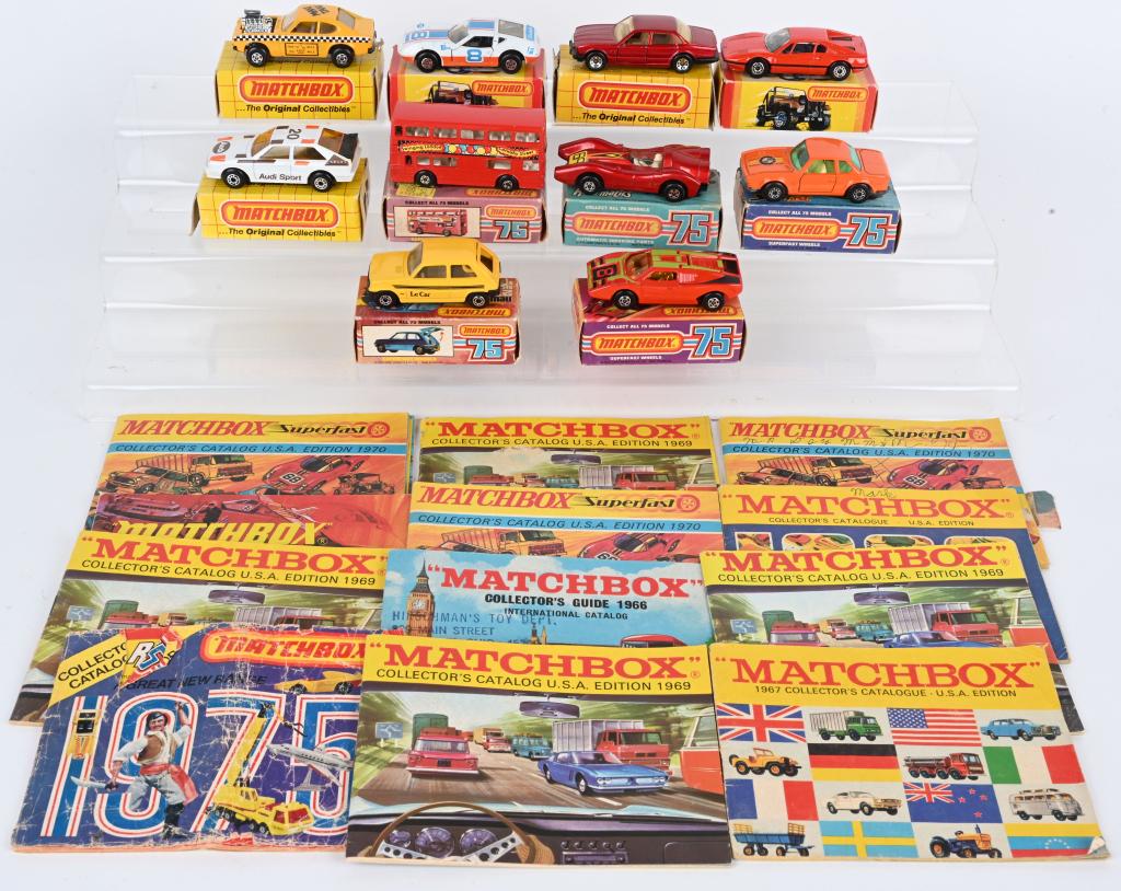 10- VINTAGE MATCHBOX CARS w/ BOXES & CATALOGS (1 of 4)