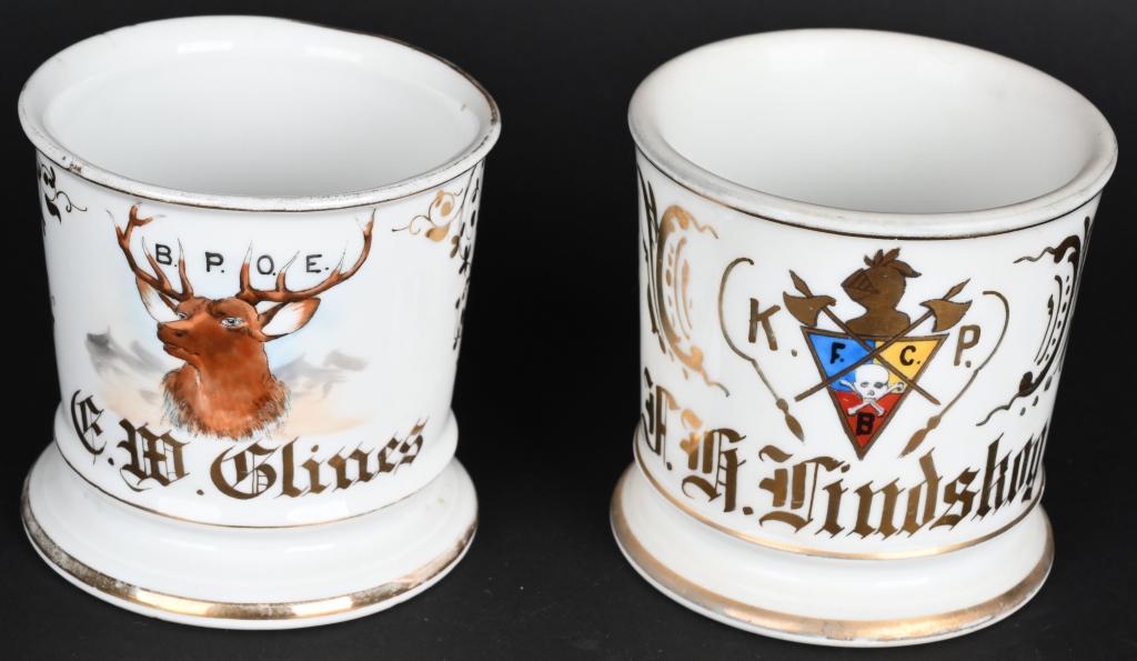 2- OCCUPATIONAL SHAVING MUGS FRATERNAL ORGS. (1 of 6)