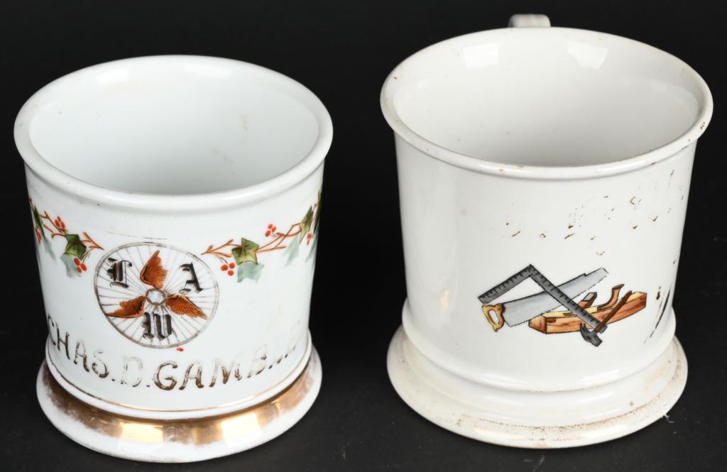 2- OCCUPATIONAL SHAVING MUGS CARPENTER & UAW (1 of 6)