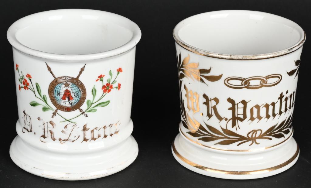 2- OCCUPATIONAL SHAVING MUGS FRATERNAL ORGS. (1 of 6)