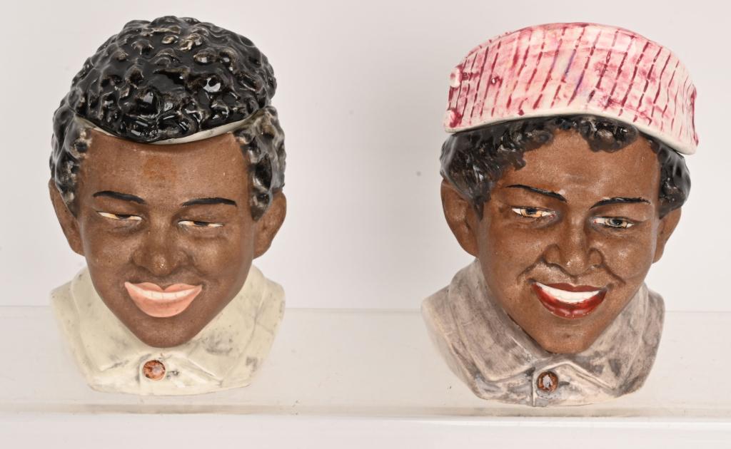 2- MAJOLICA BLACK AMERICANA TOBACCO HUMIDORS (1 of 3)