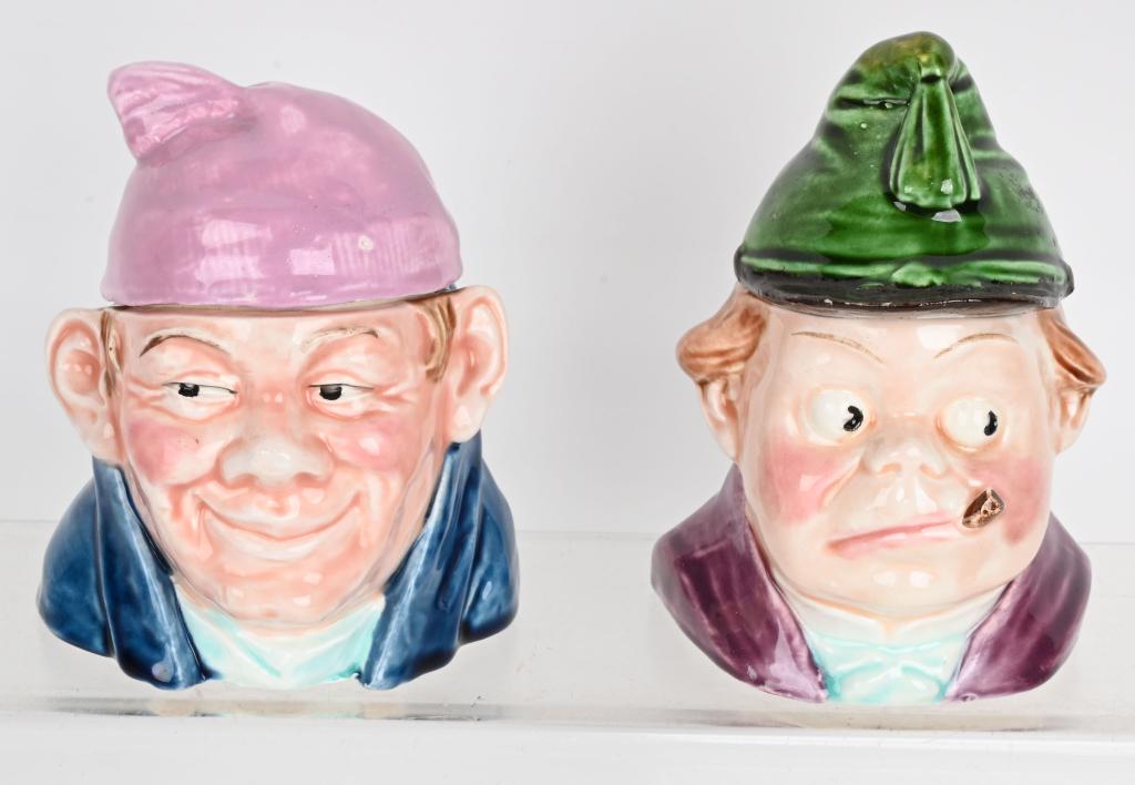 2- MAJOLICA FIGURAL TOBACCO HUMIDORS (1 of 3)