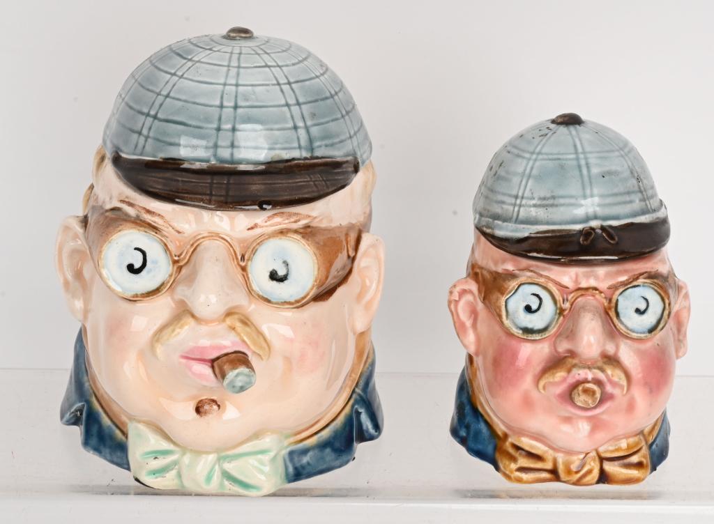 2- MAJOLICA FIGURAL TOBACCO HUMIDORS (1 of 5)