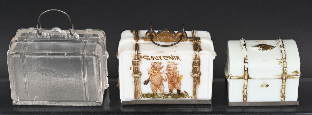 SUITCASE & TRUNK GLASS CANDY CONTAINERS (1 of 2)