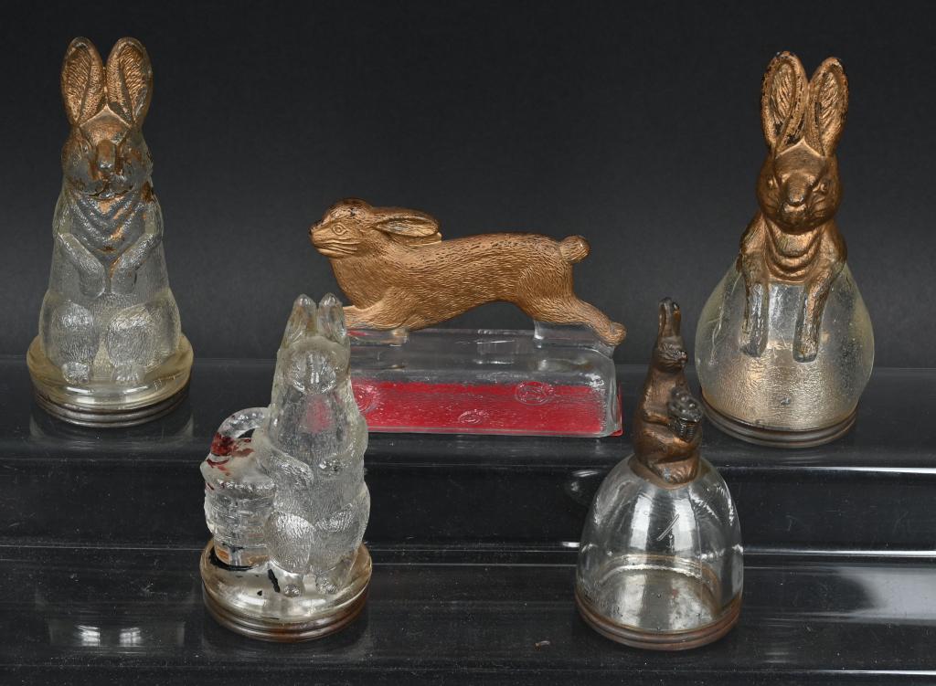 5- EASTER RABBIT GLASS CANDY CONTAINERS (1 of 3)