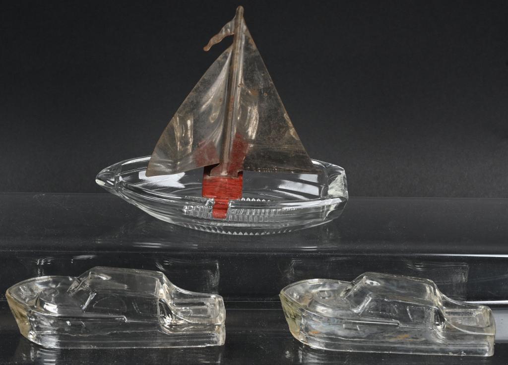 3- BOAT GLASS CANDY CONTAINERS (1 of 2)