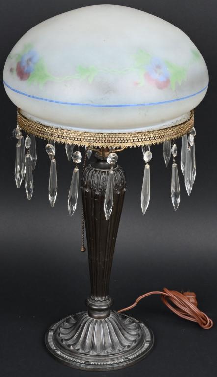 REVERSE PAINTED MUSHROOM TABLE LAMP w MILLER BASE (1 of 5)