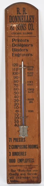 DONNELLEY & SONS PRINTERS WOOD THERMOMETER (1 of 6)