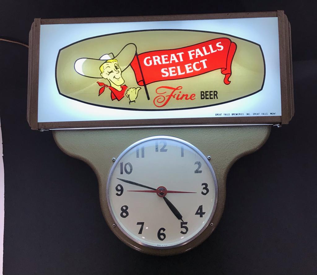 GREAT FALLS BEER LIGHTUP CLOCK SIGN (1 of 3)