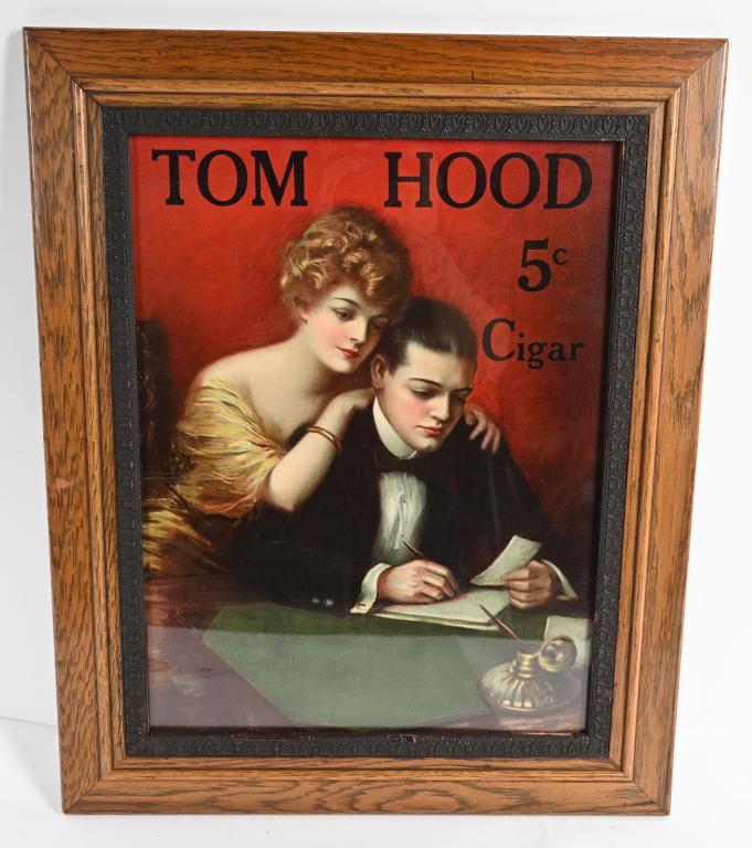 TOM HOOD 5c CIGAR ADVERTISING LITHO (1 of 3)