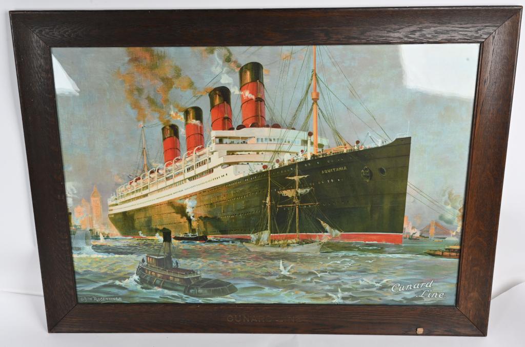 CUNARD LINES "AQUITANIA" ADVERTISING LITHO (1 of 7)