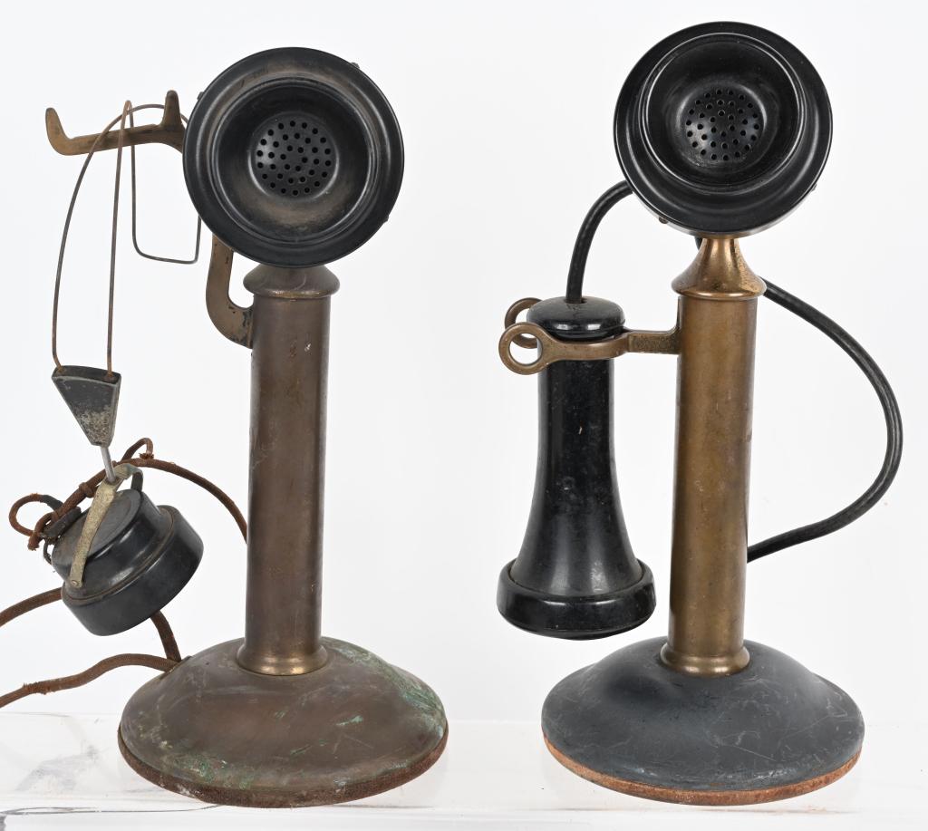 2- ANTIQUE BRASS CANDLESTICK TELEPHONES (1 of 3)