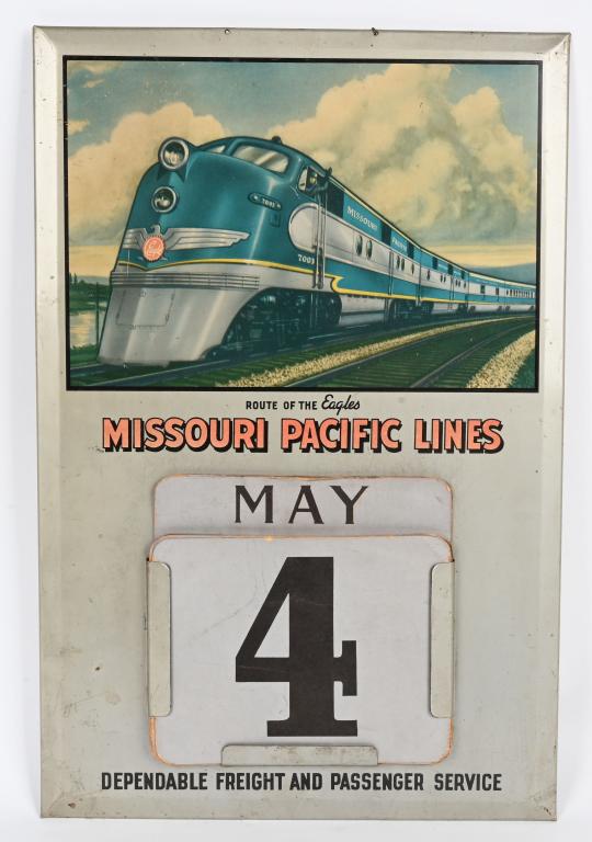 MISSOURI PACIFIC TRAIN LINES TIN CALENDAR (1 of 4)