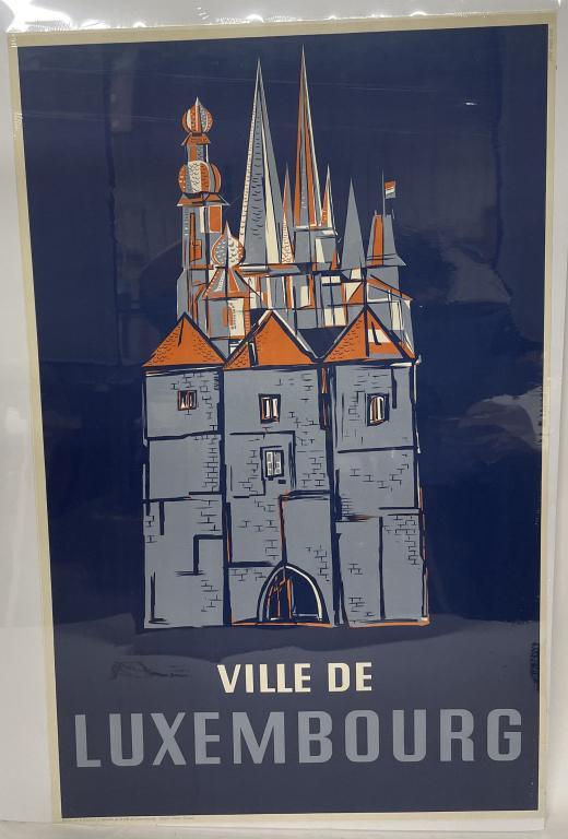 VILLE DE LUXEMBOURG VINTAGE TRAVEL POSTER: Nice vintage Ville De Luxembourg Travel Poster. By Franz Kinnen. 39"x25"