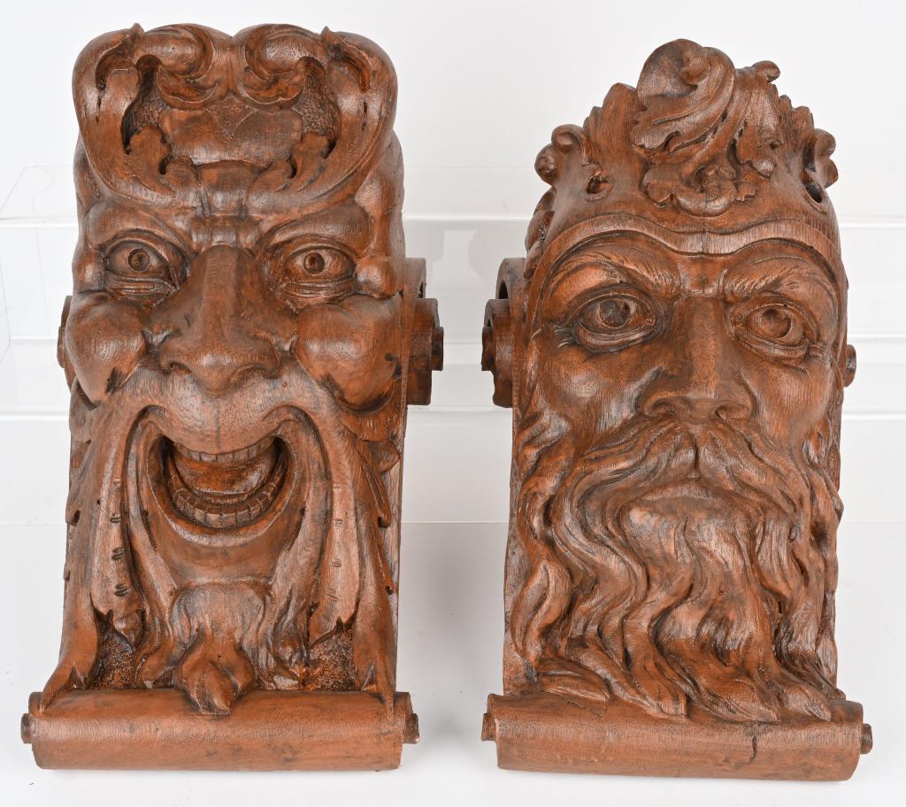 2- WOODEN NICKLE PLASTER CORBELS (1 of 7)