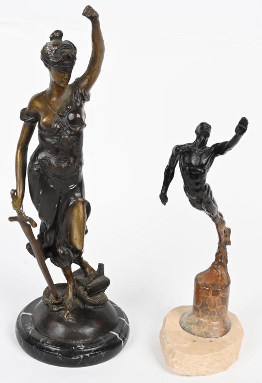 2- BRONZE ART SCULPTURES JUSTICE & OLYMPIAN (1 of 8)