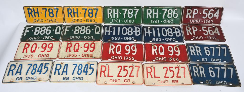 OHIO LICENSE PLATE PAIRS 1960-1974 (1 of 10)
