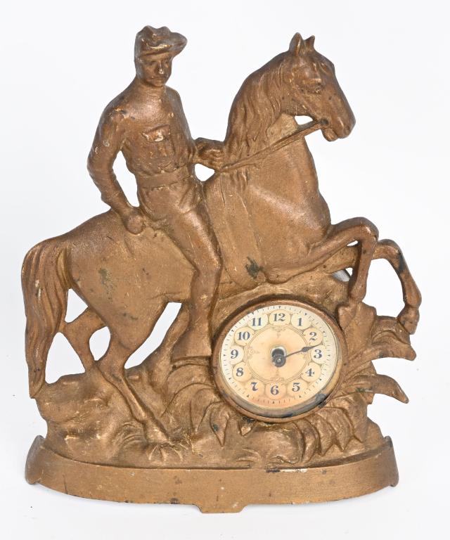 TEDDY ROOSEVELT CAST IRON FIGURAL CLOCK (1 of 3)