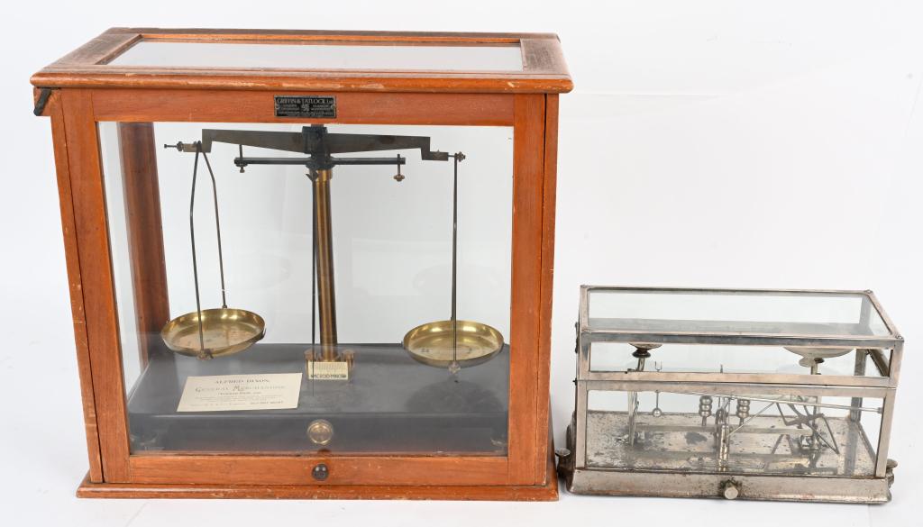 LOT (2) TURN OF THE CENTURY GOLD PHARMACY SCALES (1 of 8)