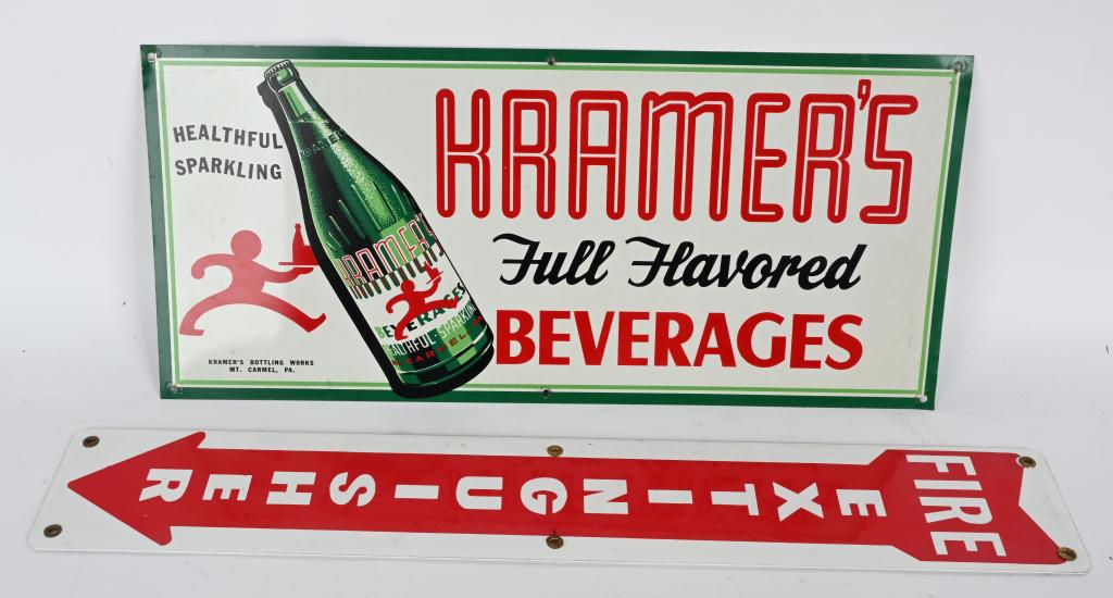 2- VINTAGE SIGNS KRAMERS & FIRE EXTINGUISHER (1 of 4)