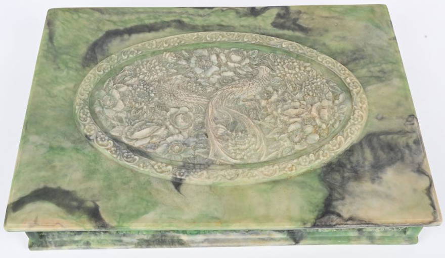 Vintage Large Incolay Stone Jewelry Box