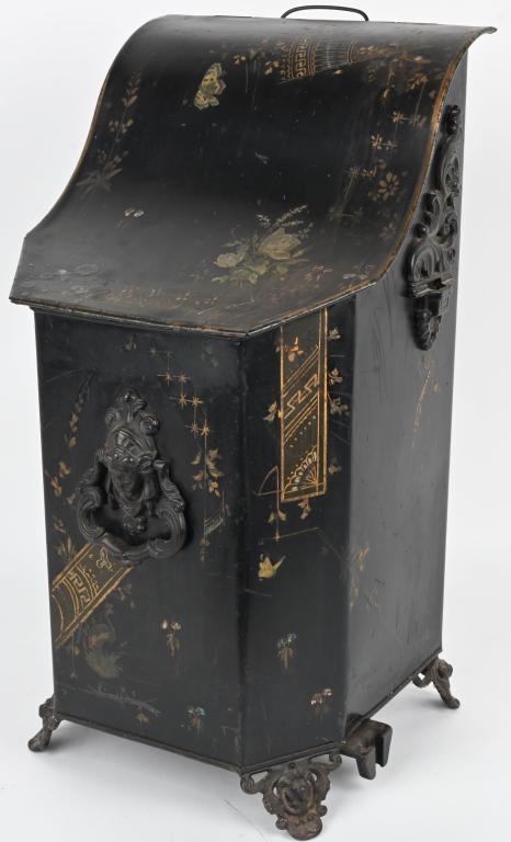 VINTAGE ORNATE HAND PAINTED COAL - ASH SCUTTLE (1 of 6)