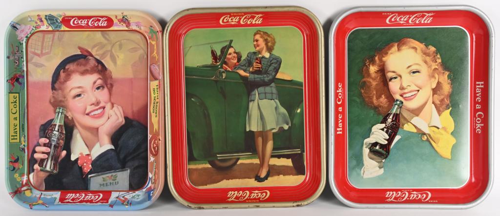 3- VINATAGE COCA COLA TRAYS, 1942 and MORE (1 of 5)