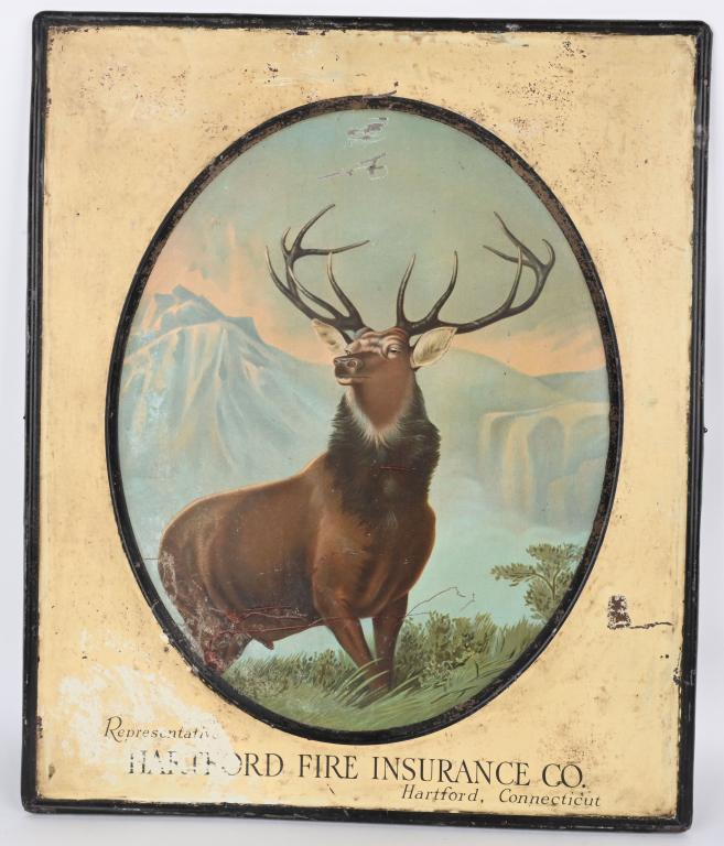 HARTFORD FIRE INSURANCE ADVERTISING TIN SIGN (1 of 3)