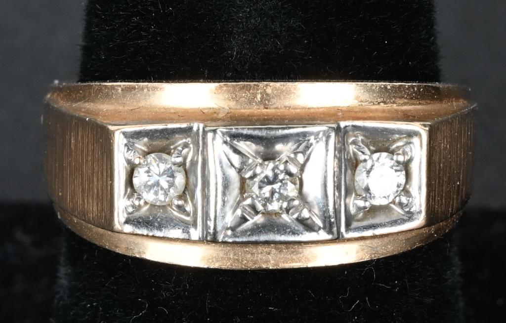 14K GOLD MEN'S RING with 3 DIAMONDS (1 of 6)