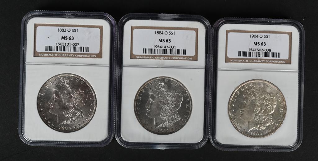 3- PRE 1921 NGC MS63 MORGAN SILVER DOLLARS (1 of 2)