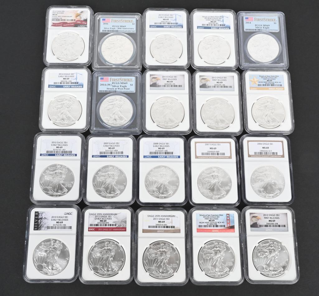 20- PCGS& NGC MS69 AMERICAN SILVER EAGLES (1 of 3)