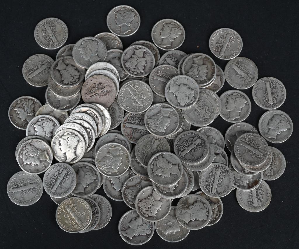 100- SILVER MERCURY DIMES (1 of 4)