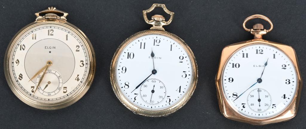 3- ELGIN 12S, 7J POCKET WATCHES (1 of 7)