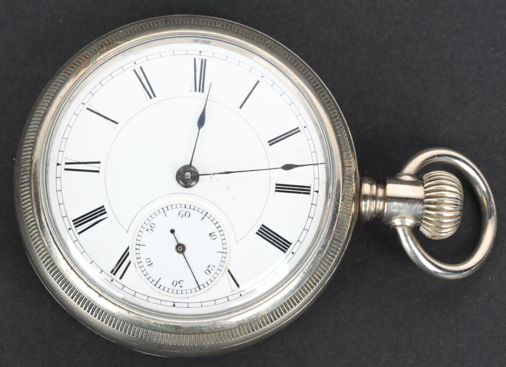 BARNES & BROS 18S POCKET WATCH: Pocket watch 18S made by C.P Barnes& Bros. Louisville, KY. It is housed in a Illinois Nickel silver case, adorned with gold plated factory design. Worked when tested.