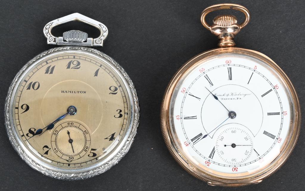 2- POCKET WATCHES 16S, M & K, and HAMILTON (1 of 7)