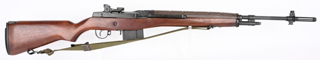 SPRINGFIELD ARMORY M1A RIFLE WITH WALNUT STOCK: SERIAL NUMBER 070861 BARREL 22" CALIBER .308 / 7.62X51 NATO. MANUFACTURED PRE-BAN. Commercially manufactured with US GI parts and commercial receiver. Walnut stock with filled selector cut-out. Glass