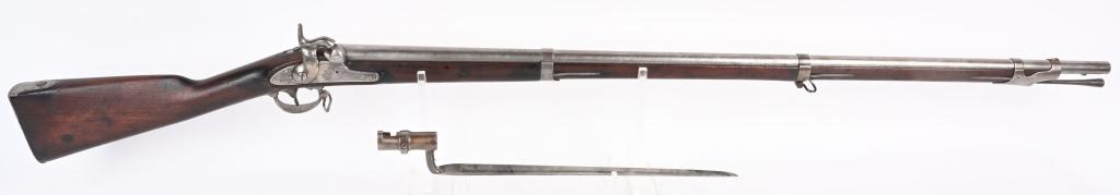 SPRINGFIELD MODEL 1851 CADET MUSKET w/ BAYONET: Scarce Model 1851 U.S. percussion Cadet Musket. Only 4,000 units of this scaled down version of the Model 1842 were mfg primarily for military Institutes like West Point and VMI from 1851 to 1853. Thi