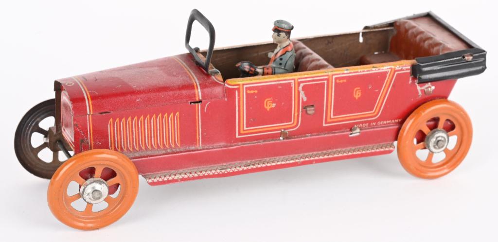 GERMAN PENNY TOY OPEN AUTOMOBILE w/ DRIVER (1 of 4)