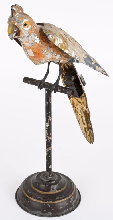 GERMAN HAND PAINTED TIN WINDUP PARROT (1 of 5)