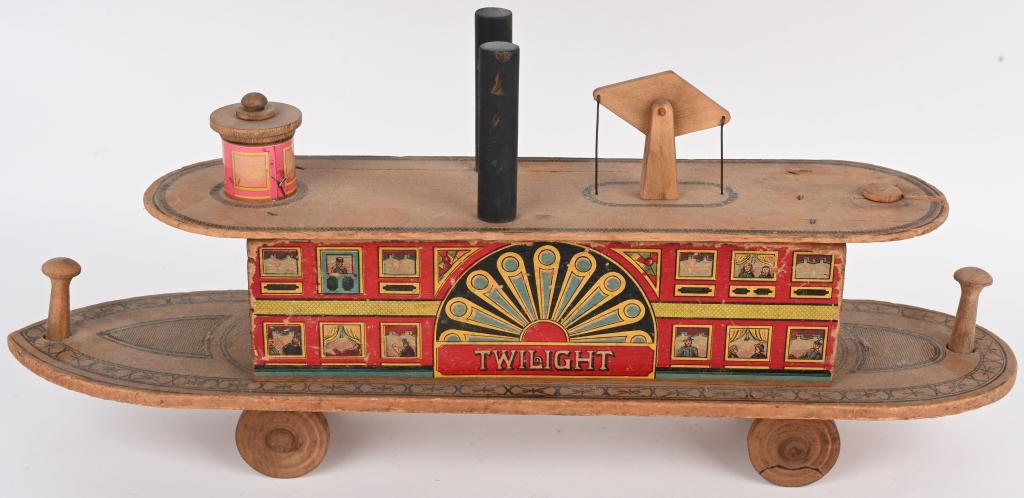 BLISS 19TH CENT. TWILIGHT PULL TOY BOAT (1 of 5)