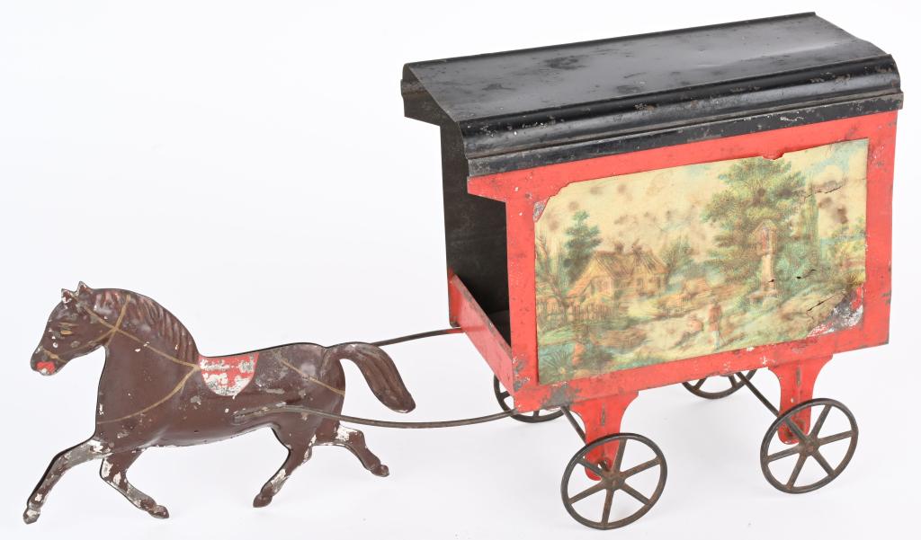AMERICAN TIN 1870'S FALLOWS DELIVERY CART (1 of 8)