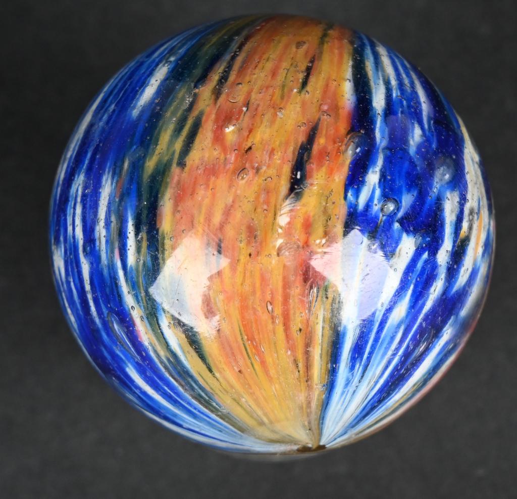 1.86" ONIONSKIN MARBLE: Very nice Onionskin Marble. One minor chip and pocket wear. 1.86" Near Mint
