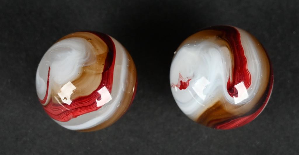 2- AKRO CANADIAN OXBLOOD MARBLES: Mint .68"